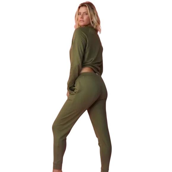 ThirdLove Olive Green Cotton Weekend Terry Jogger Sweatpants - Picture 1 of 12